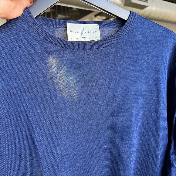 Blue Nails Bangkok Fine-Gauge Indigo Crewneck Sweater (Size L) - Picture 1 of 8